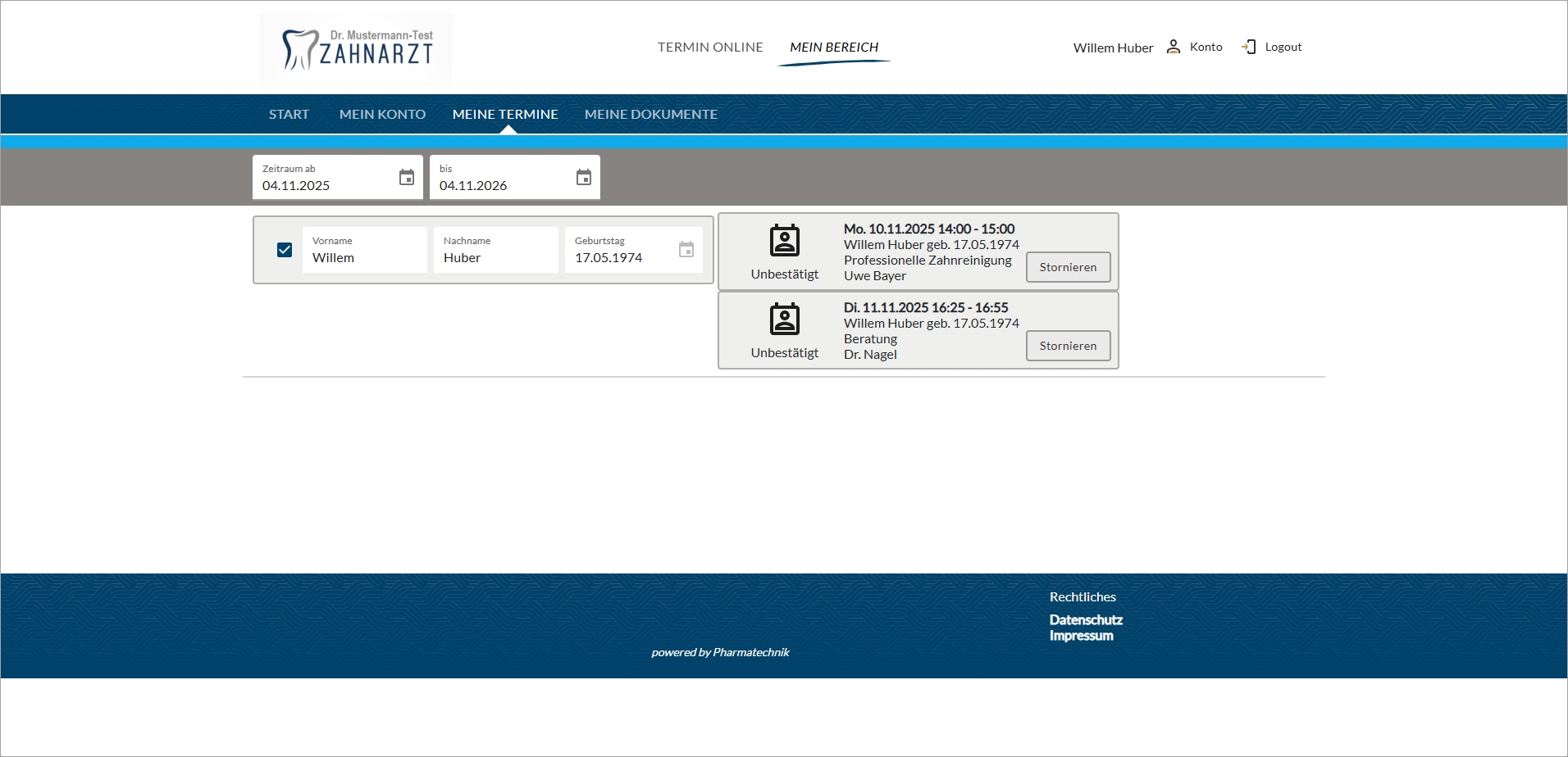 Patientenportal_Termine_Uebersicht